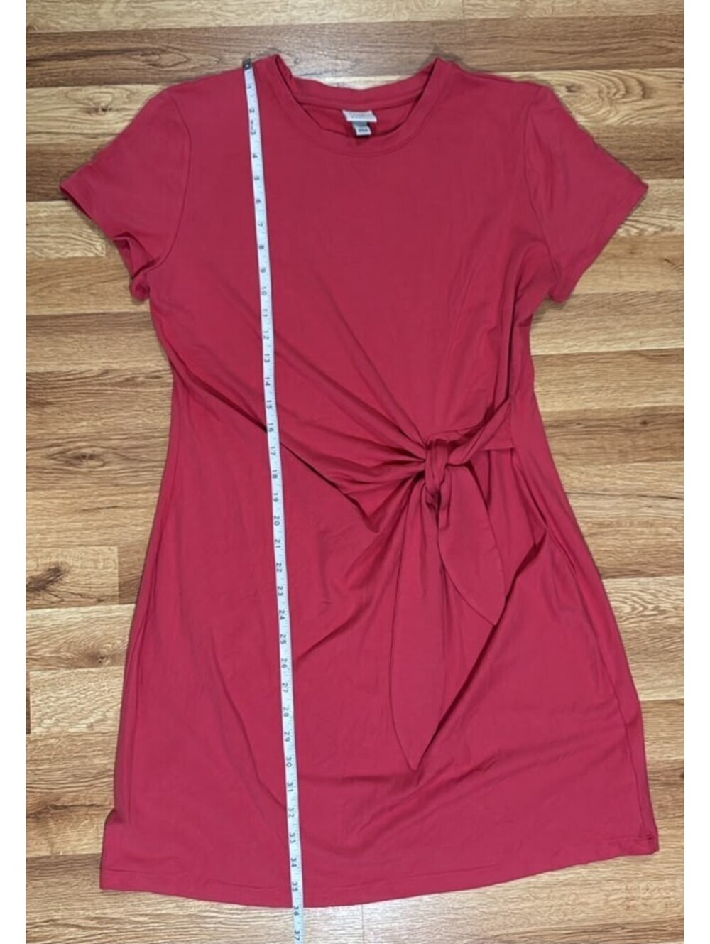 A New Day Tie‑Front T‑Shirt Dress – Red Cotton Knit Size XL